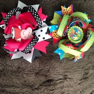 NWOT Set of 2 Handmade Shopkins and Peppa Pig Hair Bows